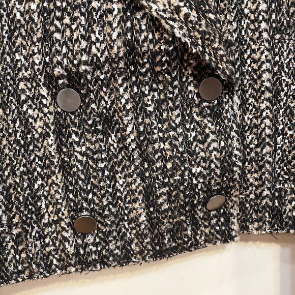 New Theory Sargent Wool Blend Tweed Jacket Black Beige 12 $495 - Picture 6 of 9